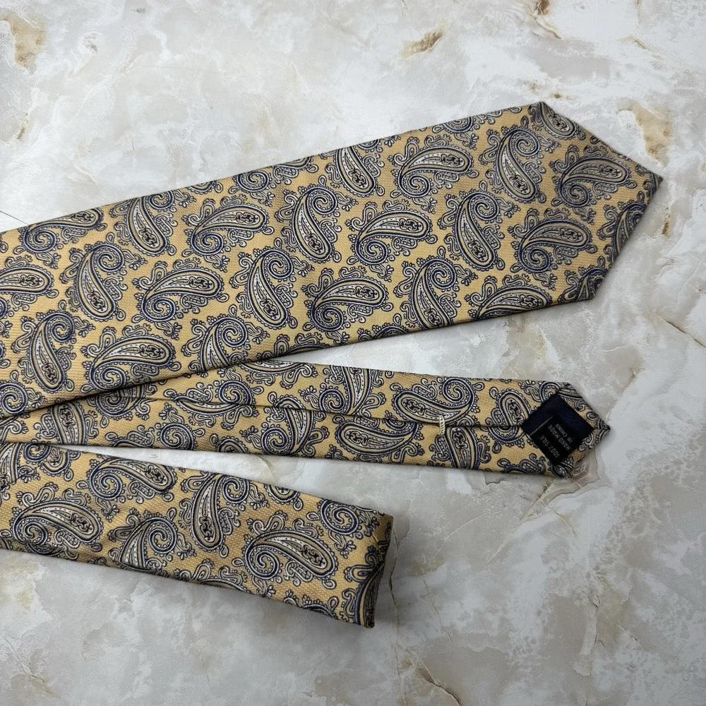 NWT Jos. A. Bank Executive Collective Silk Tie‎ Yellow Blue Paisley 58